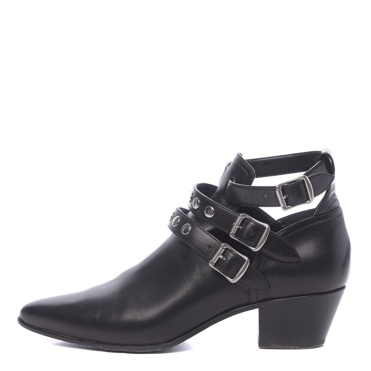 Calfskin Rock Rivet Stud Booties 40 Black