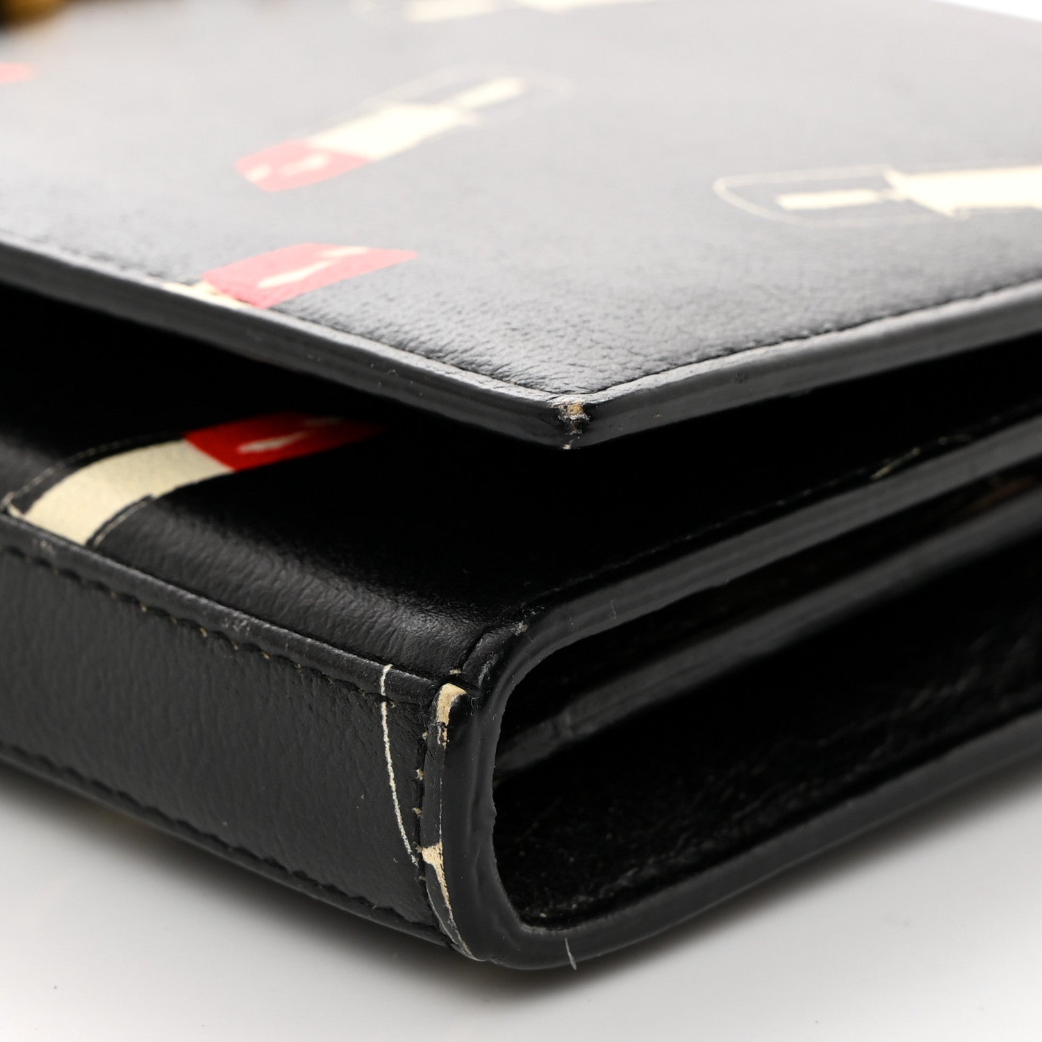 Saint Laurent Calfskin Lipstick Print Classic Monogram Kate Wallet On Chain Black 10 of 10