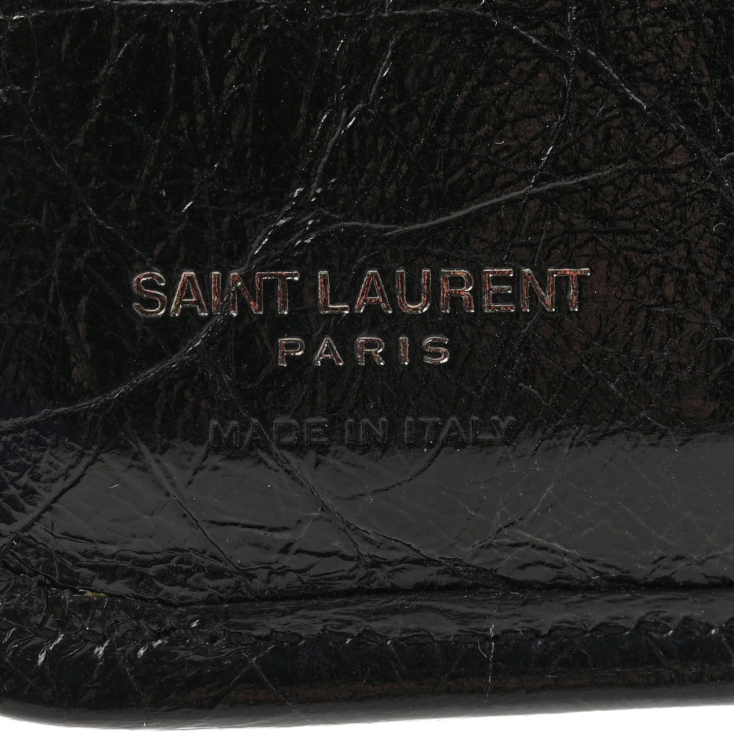 Crinkled Calfskin Matelasse Monogram Niki Card Holder Black