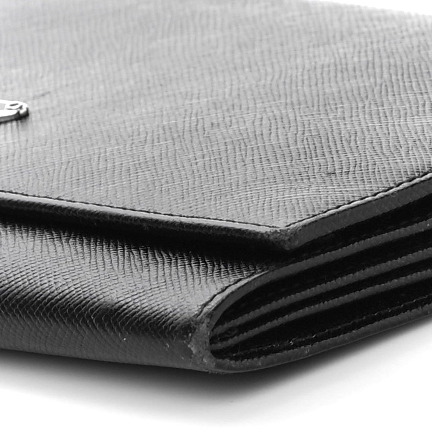 Saffiano Triangle Flap Wallet Black