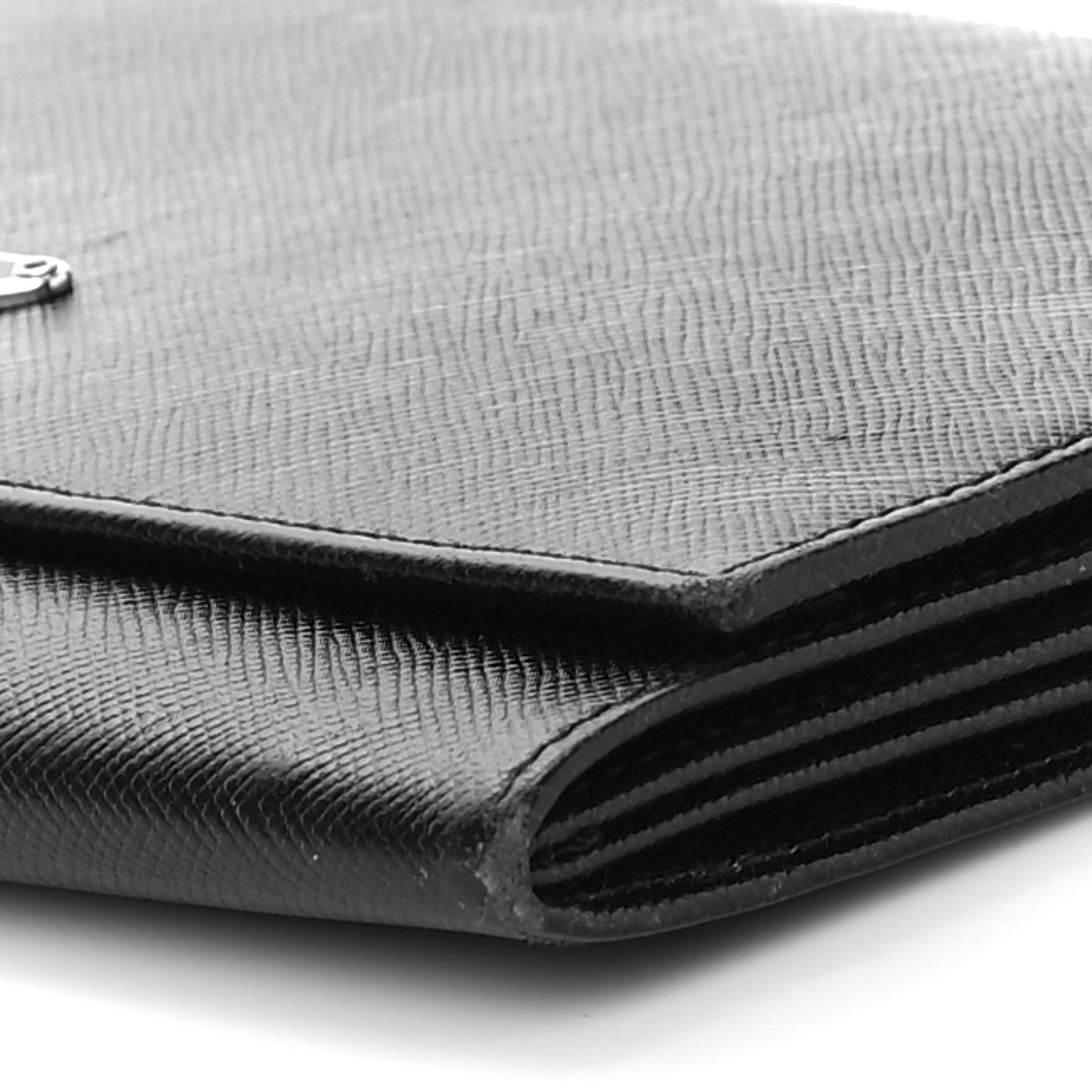 Prada Saffiano Triangle Flap Wallet Black 6 of 16
