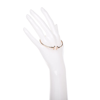 Tiffany 18K Rose Gold Diamond T Wire Bracelet 2 of 5