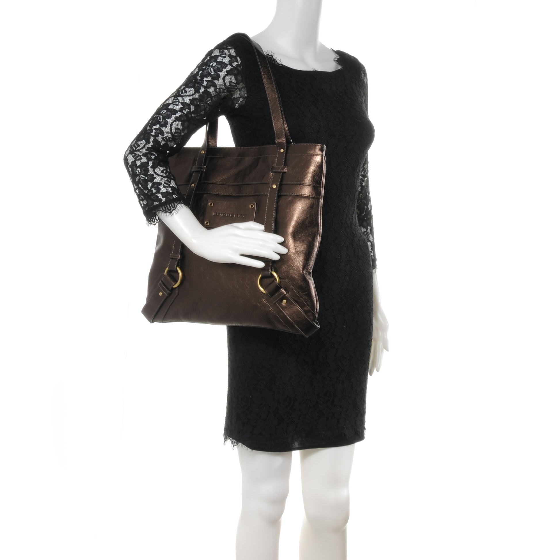 Burberry Leather Flat Portrait Tote Bronze 2 of 7