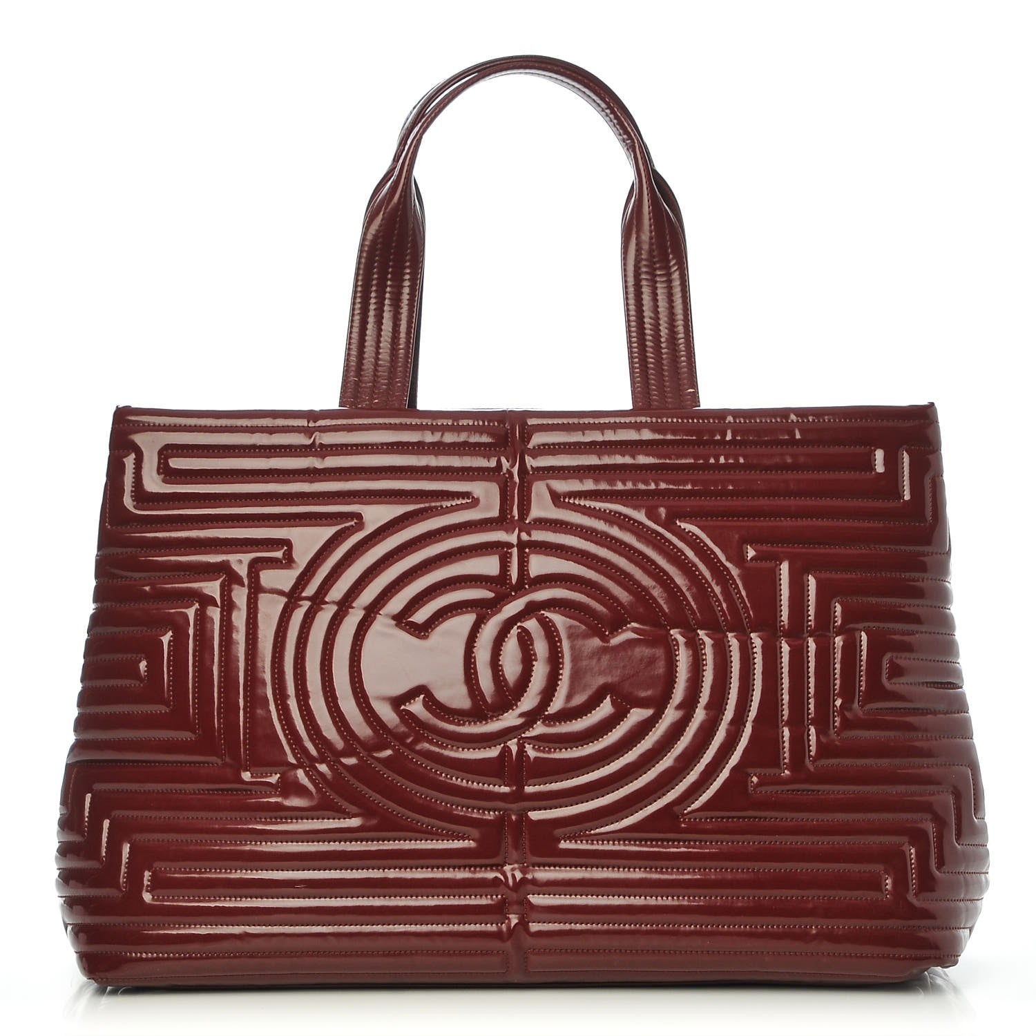 Chanel Vinyl Coco Ming Grand Shopping Tote Burgundy 1 of 9