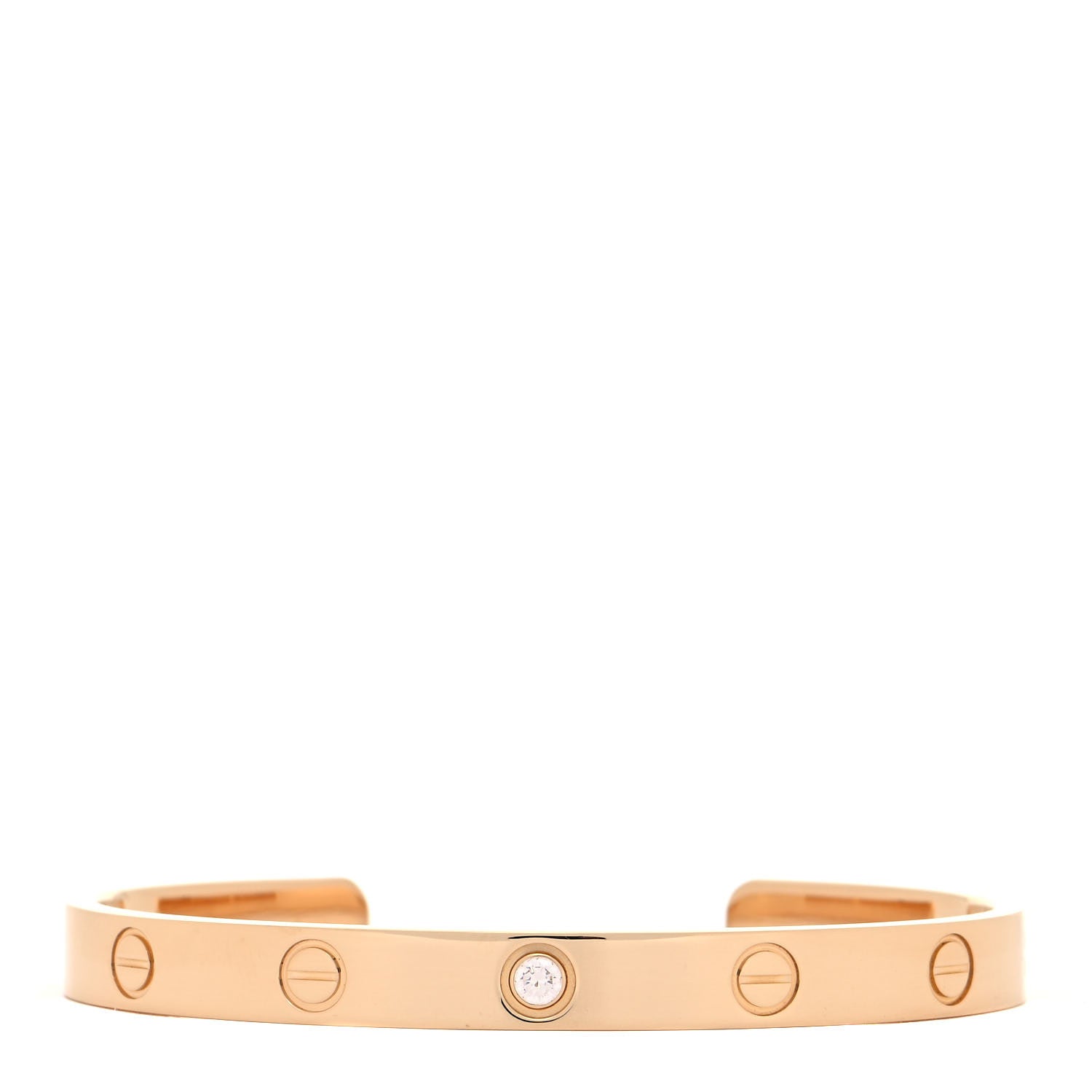 Cartier 18K Yellow Gold 1 Diamond LOVE Cuff Bracelet 17 1 of 5