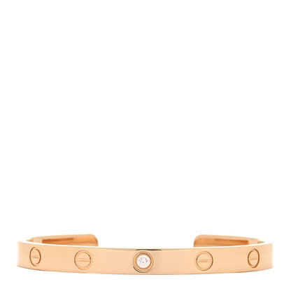 Cartier 18K Yellow Gold 1 Diamond LOVE Cuff Bracelet 17 1 of 5