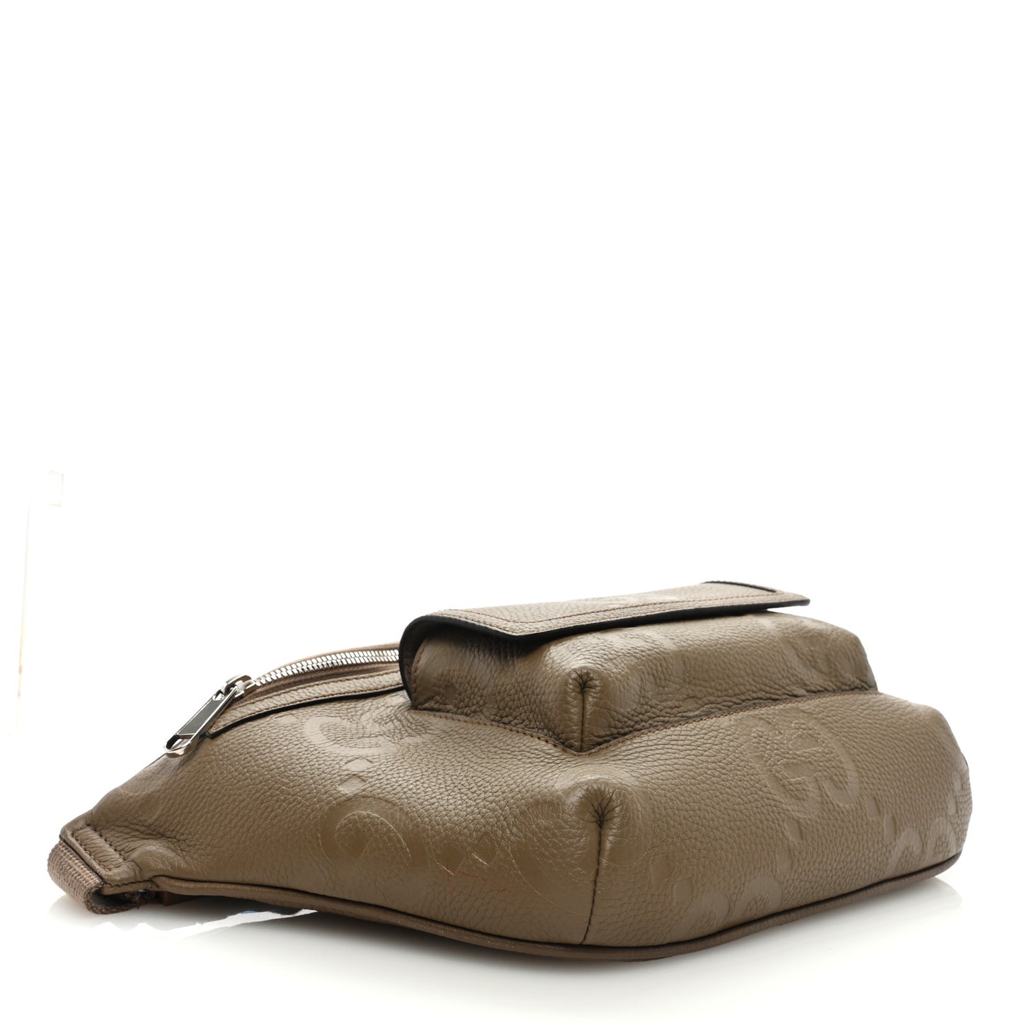 Piuma Calfskin Jumbo GG Embossed Pocket Belt Bag Good Taupe