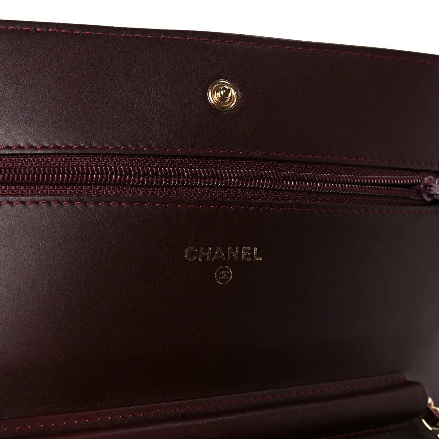 Patent Calfskin Quilted Reissue Wallet On Chain WOC Dark Red