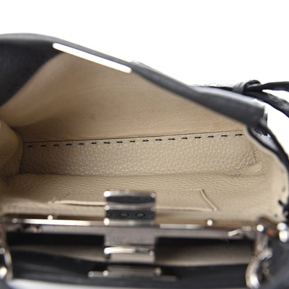 Fendi Cuoio Romano Selleria Bi-Color Mini Peekaboo Iconic Satchel Asfalto Latte 4 of 9