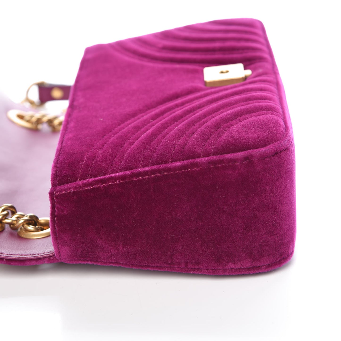 Velvet Matelasse Small GG Marmont Shoulder Bag Fuchsia Violet Cyclamen