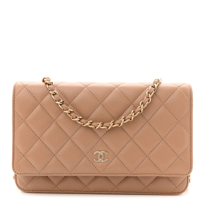 Chanel Caviar Quilted Wallet on Chain WOC Dark Beige 1 of 11