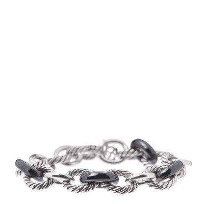 David Yurman Sterling Silver Ceramic 13mm Large Oval Link Bracelet Black 1 of 5
