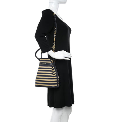 Christian Dior Raffia Medium C'est Chain Bucket Bag Natural Denim Blue 2 of 10