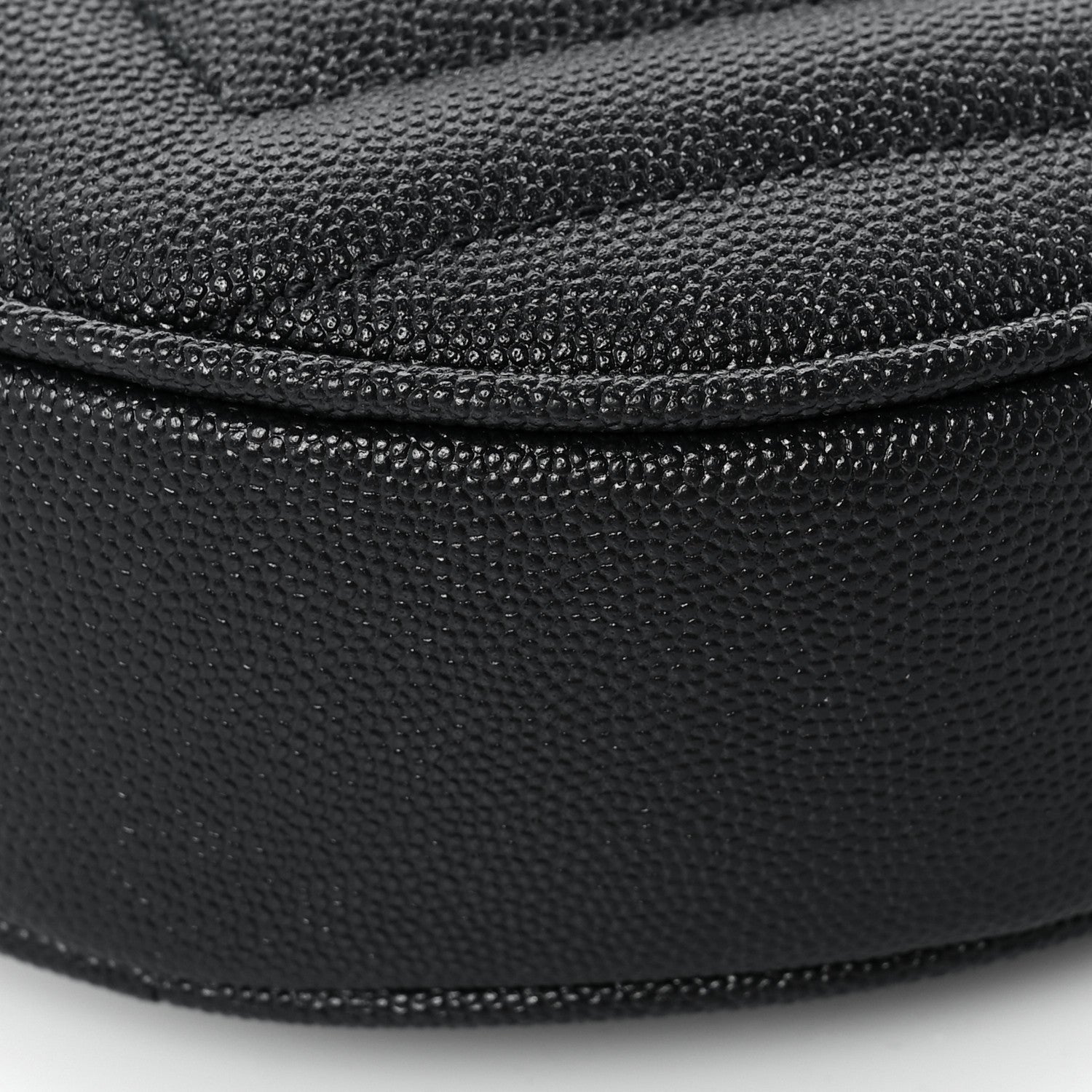 Saint Laurent Grain De Poudre Matelasse Chevron Quilted Round Vinyle Camera Bag Deep Marine 8 of 9