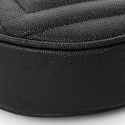 Saint Laurent Grain De Poudre Matelasse Chevron Quilted Round Vinyle Camera Bag Deep Marine 8 of 9
