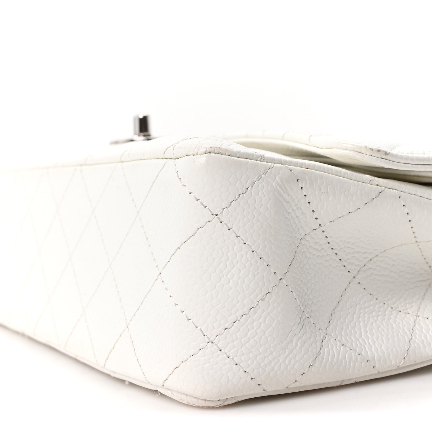 Caviar Quilted Medium Double Flap Ivory