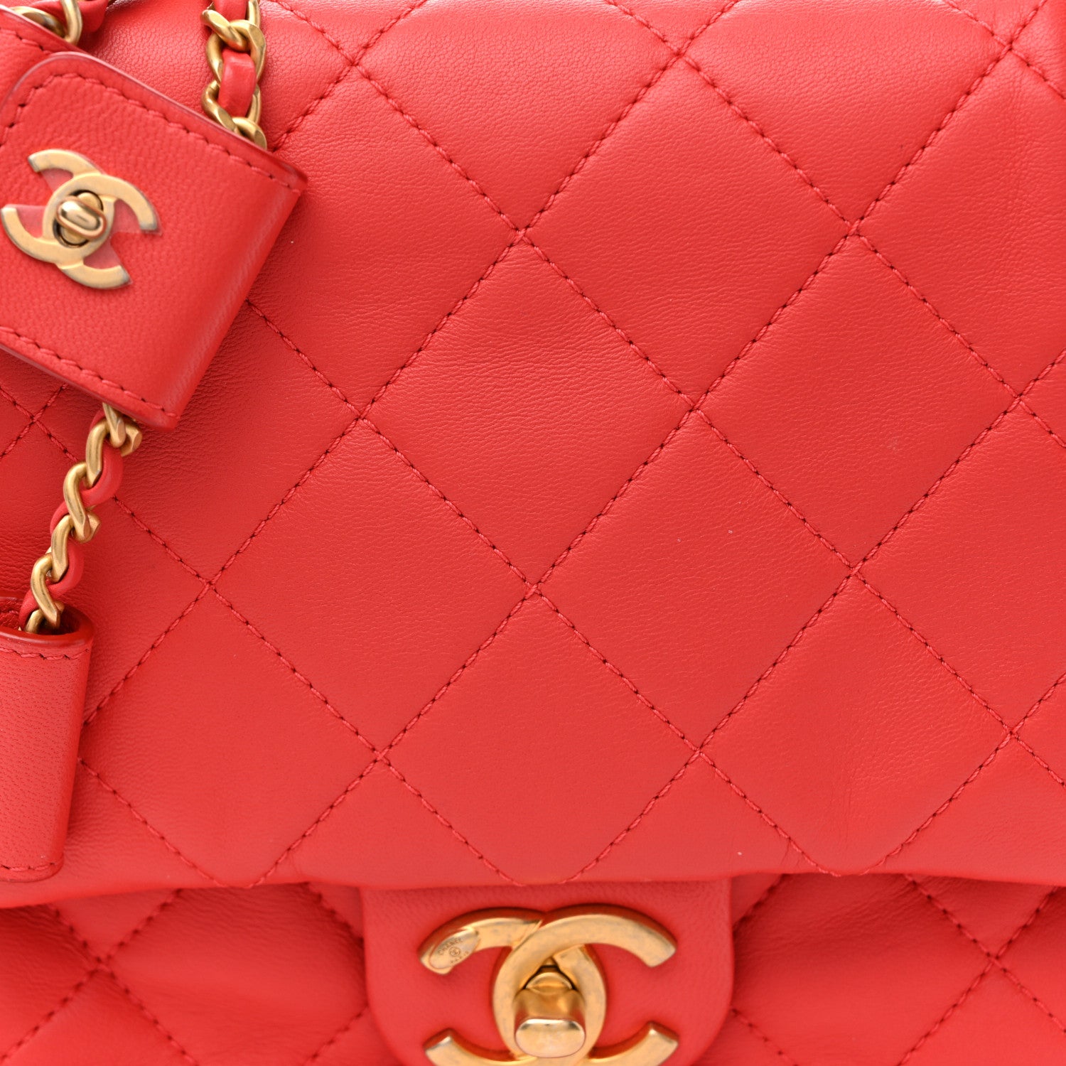 Chanel Lambskin Quilted Side-Packs Red 10 of 15