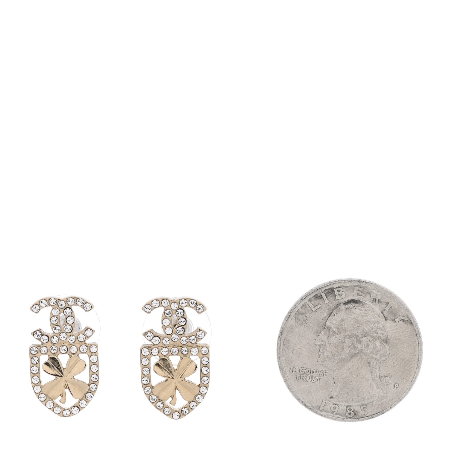 Chanel Crystal CC Sergeant Chanel Earrings Gold 2 of 5
