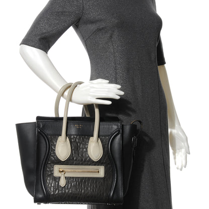 Celine Smooth Calfskin Shrunken Lambskin Micro Tri-Color Luggage Black 2 of 8