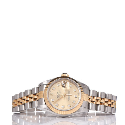 Rolex Stainless Steel 18K Yellow Gold Diamond 26mm Oyster Perpetual Datejust Watch Champagne 69173 3 of 7