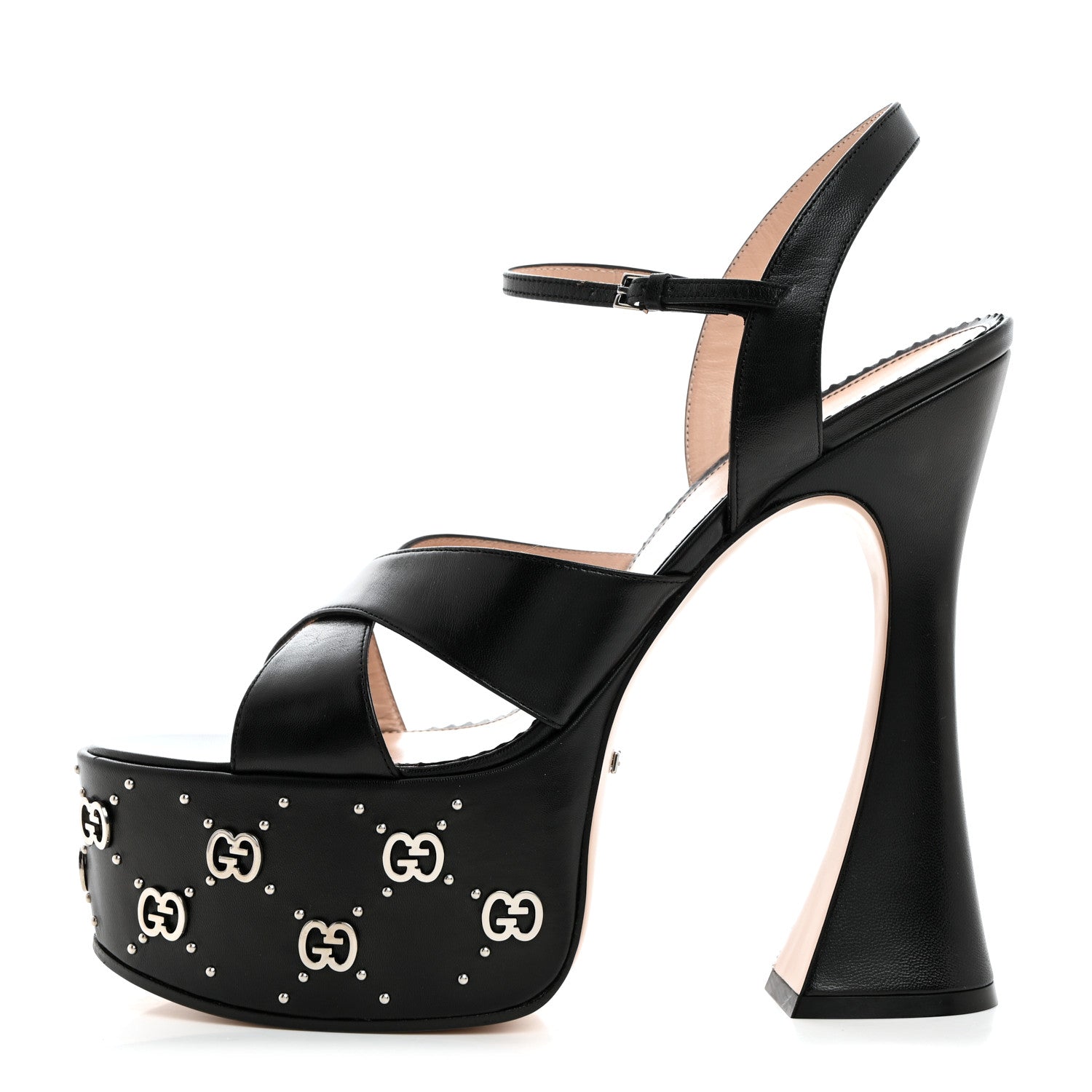Gucci Malaga Kid Interlocking G Studs 155mm Platform Sandals 41 Perfect Black 1 of 8