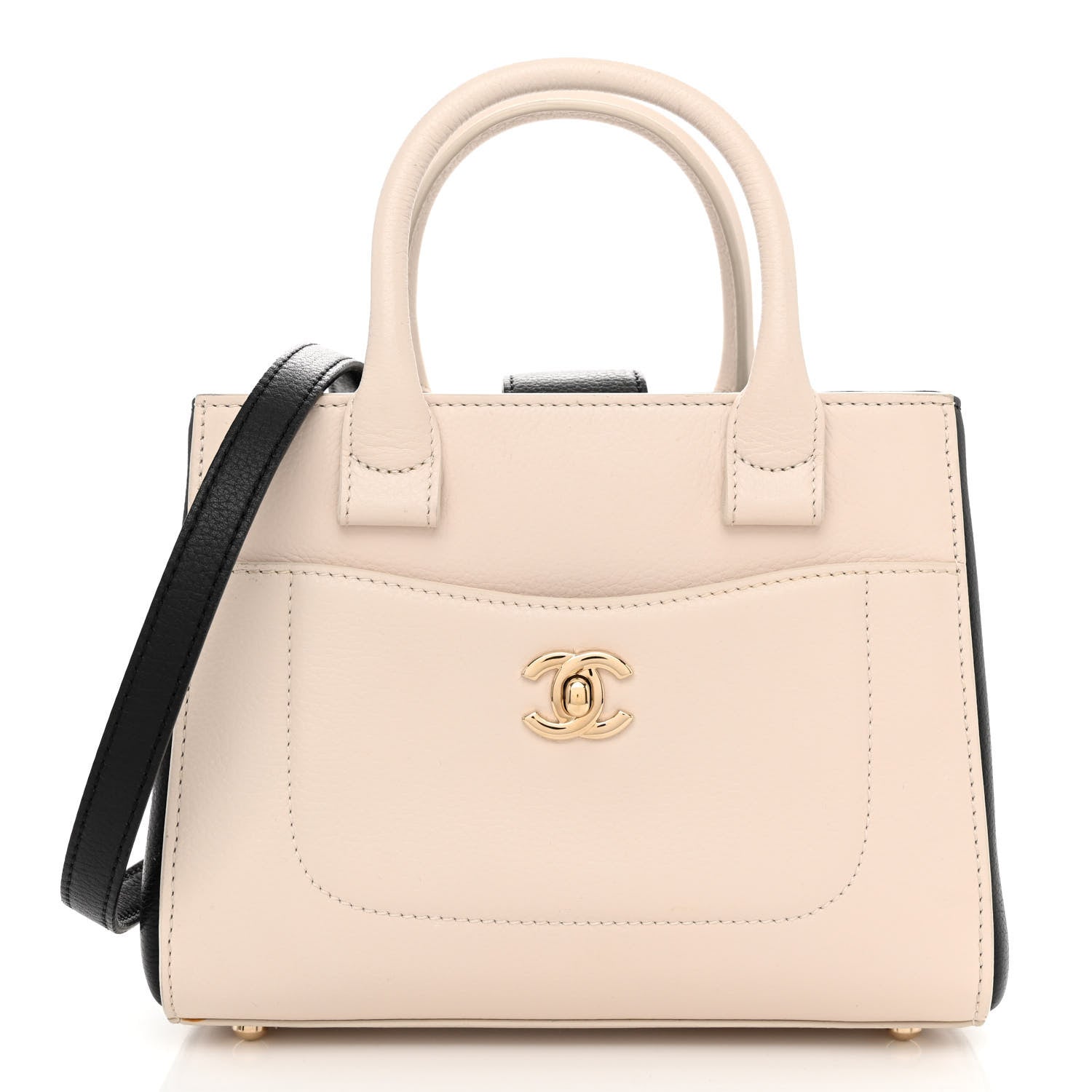 Chanel Grained Calfskin Mini Bi-Color Neo Executive Shopper Tote Beige Black 1 of 10