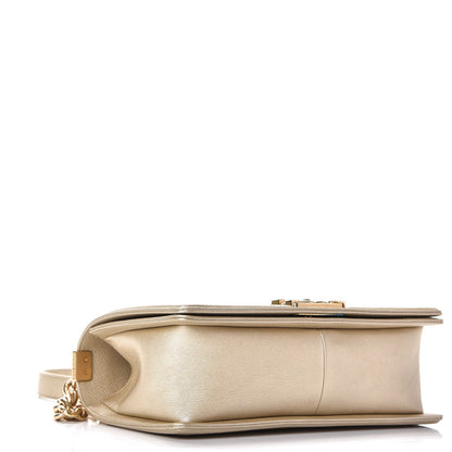 Chanel Metallic Lambskin Medium Golden CC Boy Flap Dark Gold 4 of 8