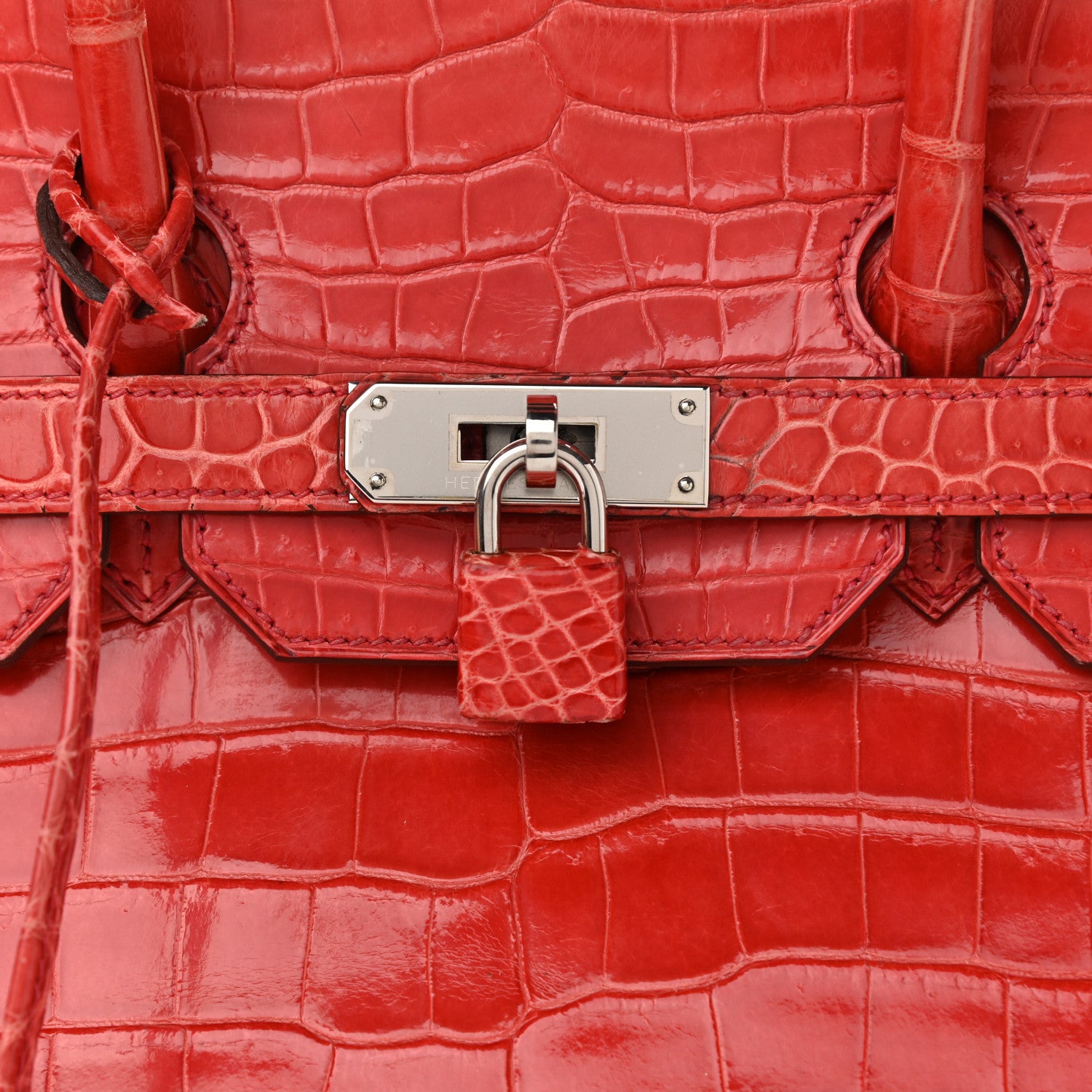 Hermes Shiny Porosus Crocodile Birkin 35 Bougainvillea 8 of 23