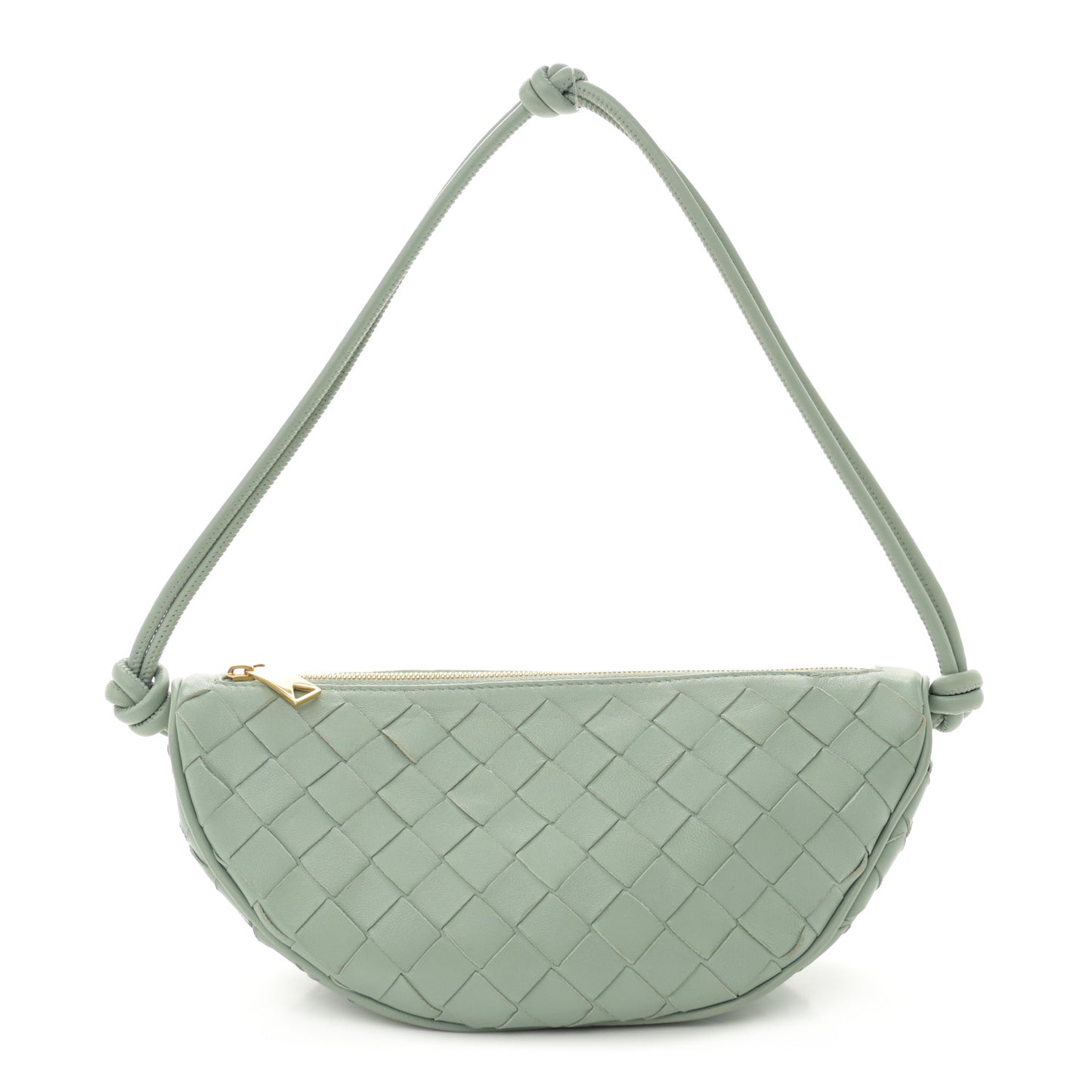 Nappa Intrecciato Half Moon Pouch On Strap Sauge