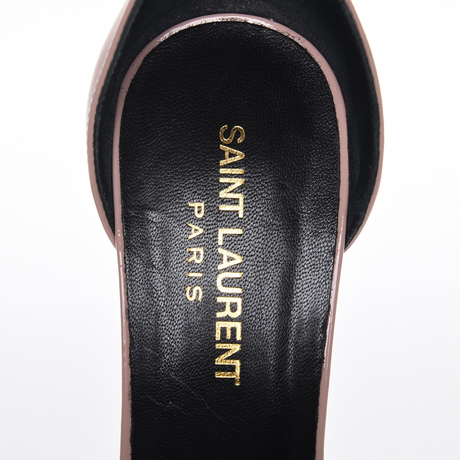 Saint Laurent Patent Calfskin Jane Ankle Strap Sandals 37.5 Pale Rose 7 of 9