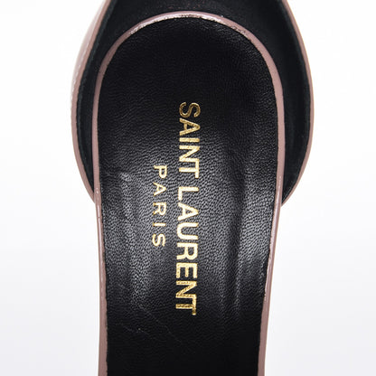 Saint Laurent Patent Calfskin Jane Ankle Strap Sandals 37.5 Pale Rose 7 of 9