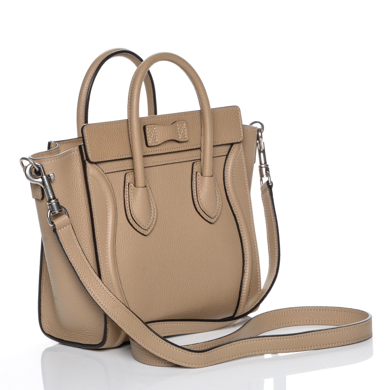 Celine Drummed Calfskin Nano Luggage Dune 3 of 6