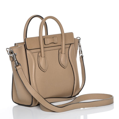 Celine Drummed Calfskin Nano Luggage Dune 3 of 6