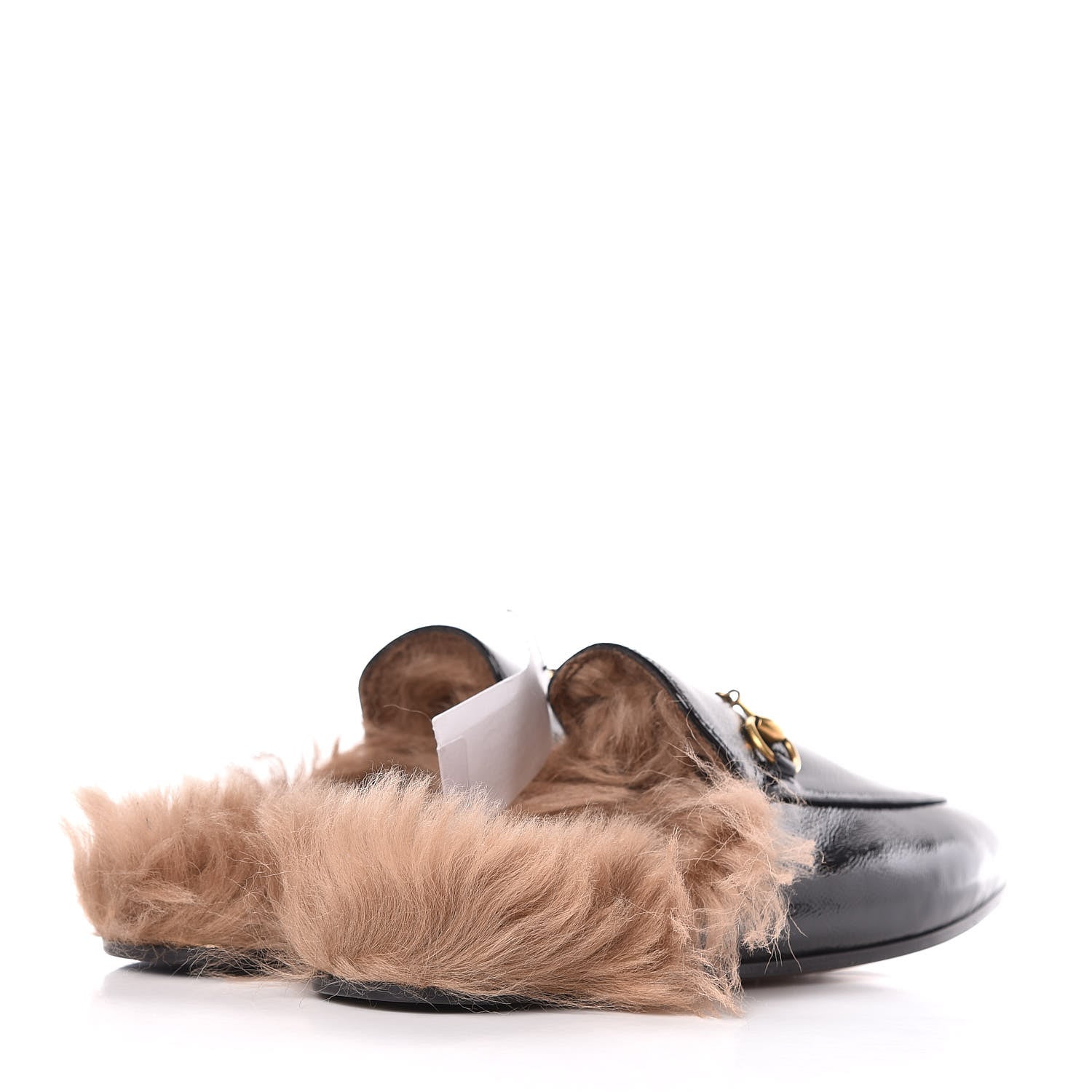 Gucci Patent Fur Womens Princetown Slippers 39 Black Natural 4 of 9