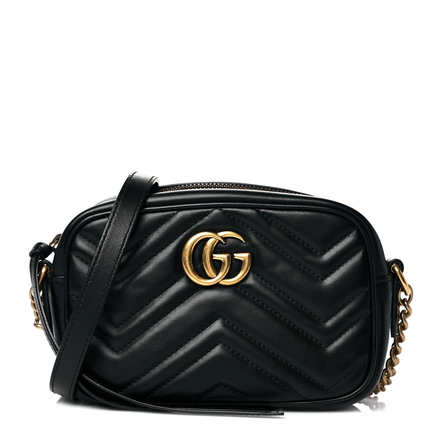 Calfskin Matelasse Mini GG Marmont Chain Shoulder Bag Black
