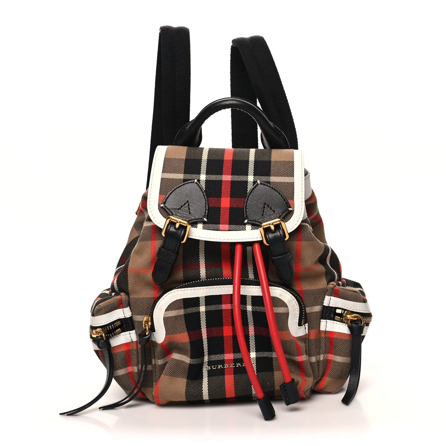 Cotton Check Small Rucksack Backpack Caramel