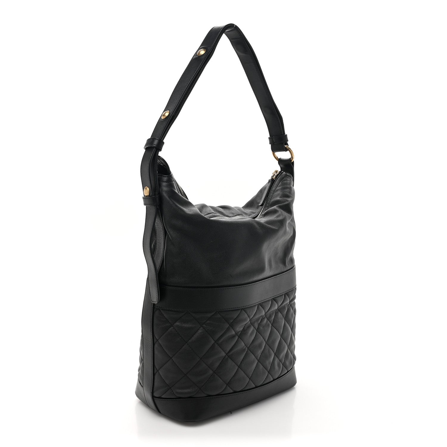Chanel Caviar Lambskin Quilted Casual Style Hobo Black 3 of 13