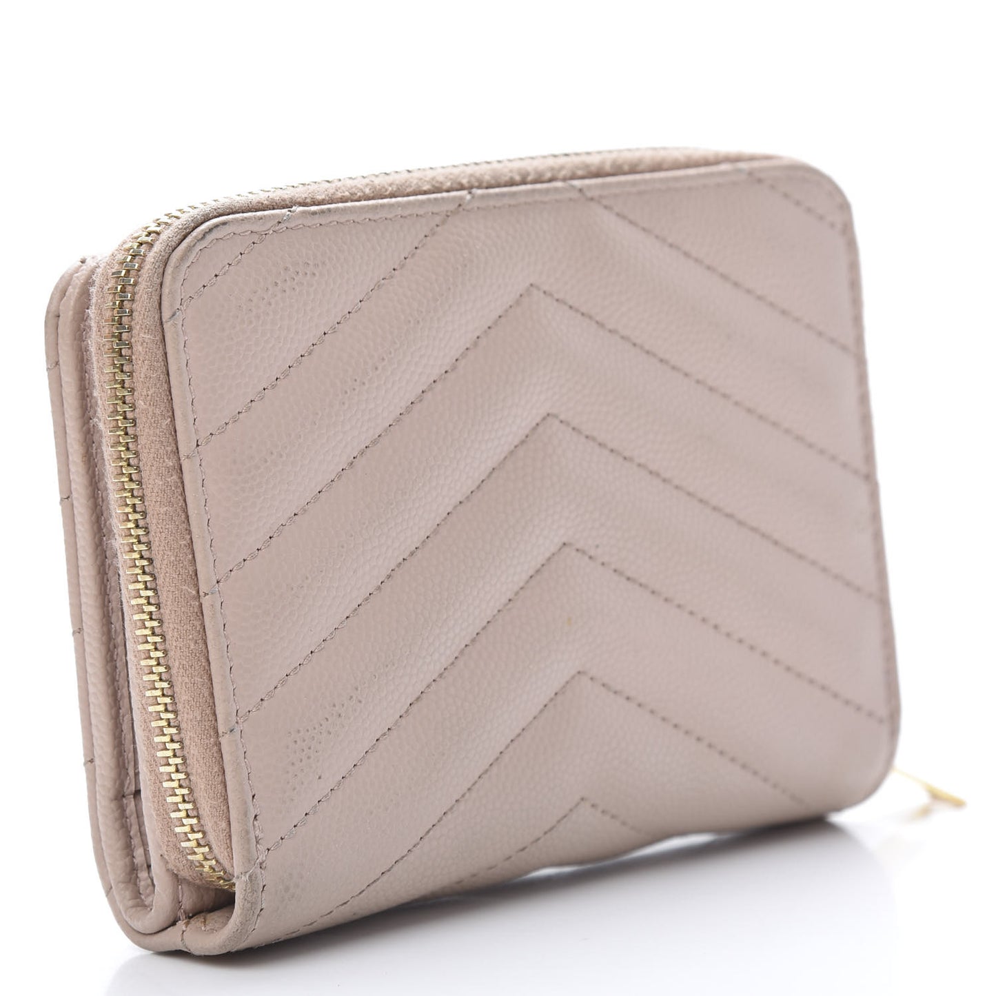 Grain De Poudre Matelasse Chevron Monogram Compact Zip Around Wallet Pink