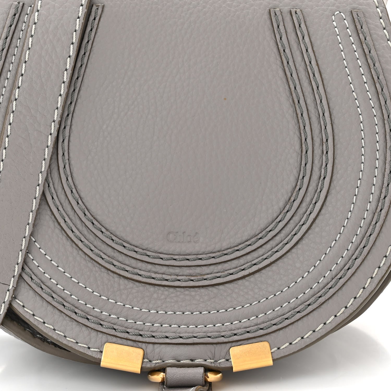 Chloe Grained Calfskin Small Marcie Saddle Bag Cashmere Grey 8 of 10