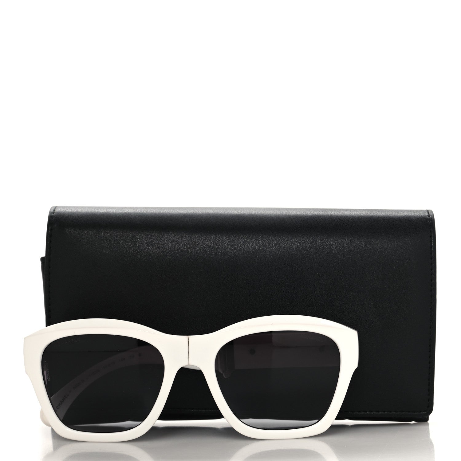 Chanel Acetate Metal Crystal Square Folding Sunglasses 6055-B White 8 of 8