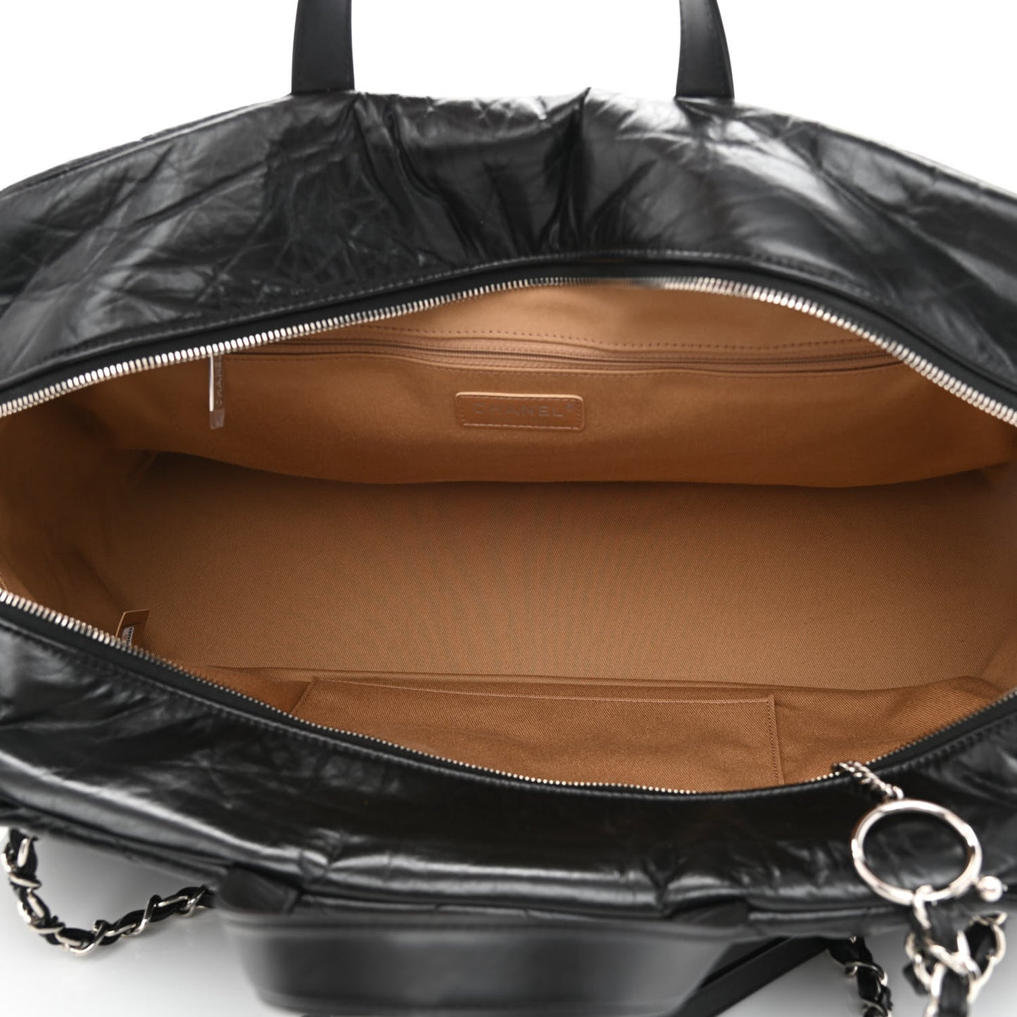 Aged Calfskin Quilted Large Express Bowling Bag Black