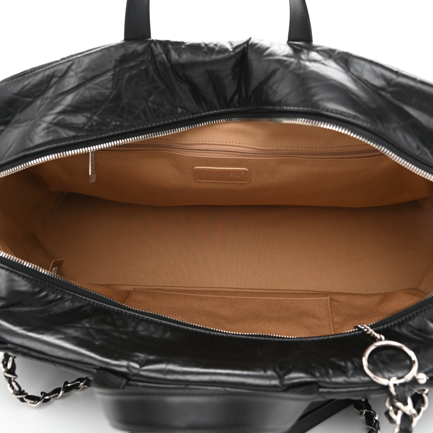 Chanel Aged Calfskin Quilted Large Express Bowling Bag Black 5 of 10