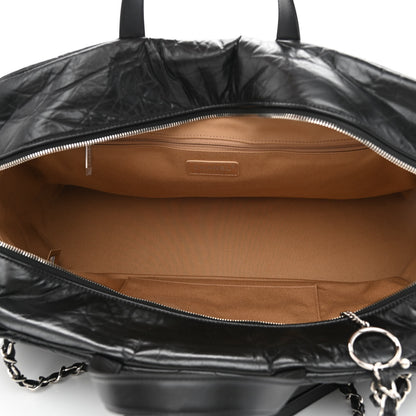 Chanel Aged Calfskin Quilted Large Express Bowling Bag Black 5 of 10