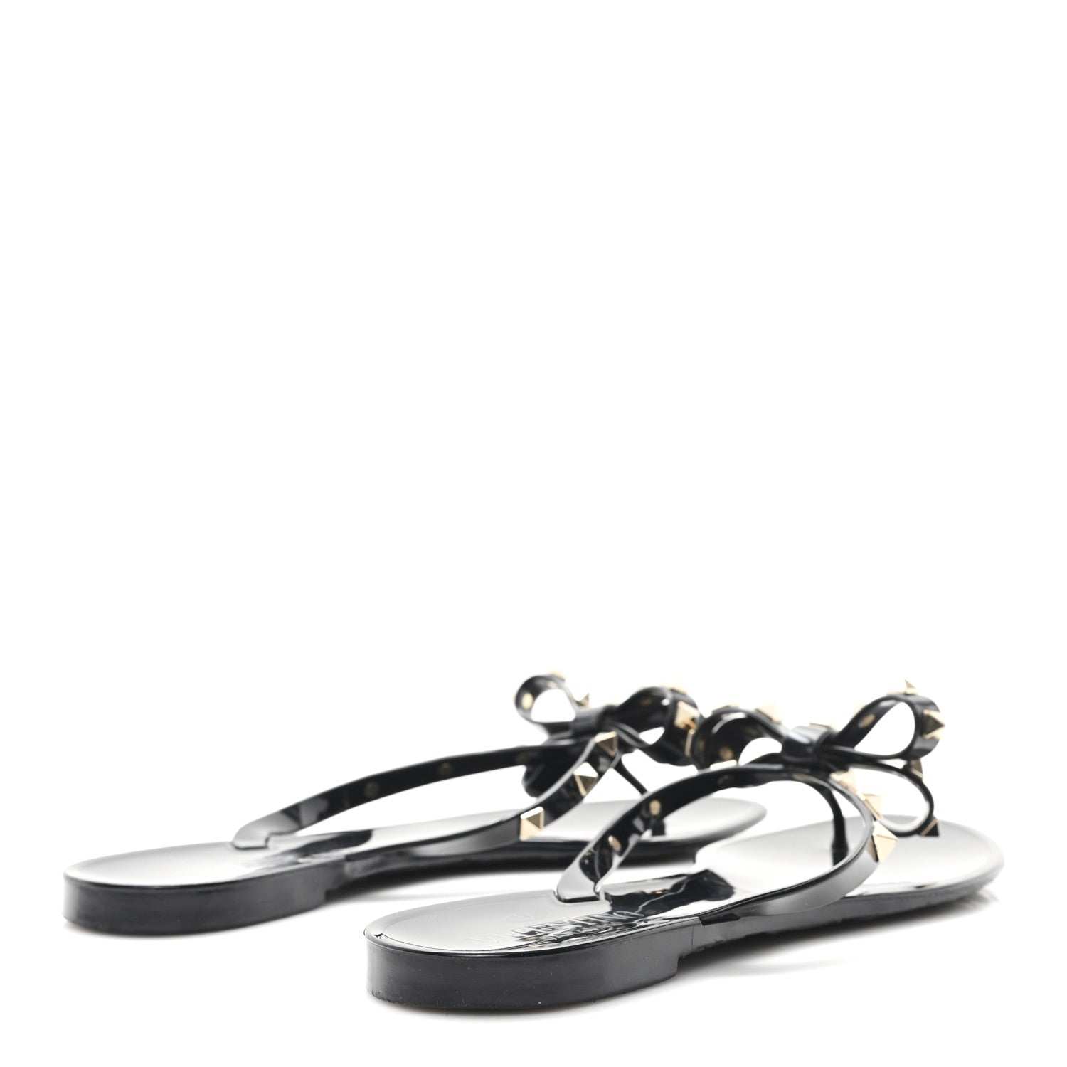 Valentino Garavani PVC Jelly Rockstud Bow Thong Sandals 39 Black 5 of 8