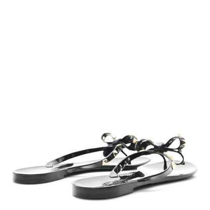 Valentino Garavani PVC Jelly Rockstud Bow Thong Sandals 39 Black 5 of 8