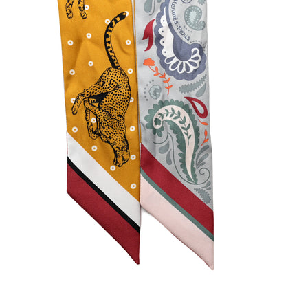 Hermes Silk Guepards Bandana Twilly Gris Perle Rouge H 2 of 4