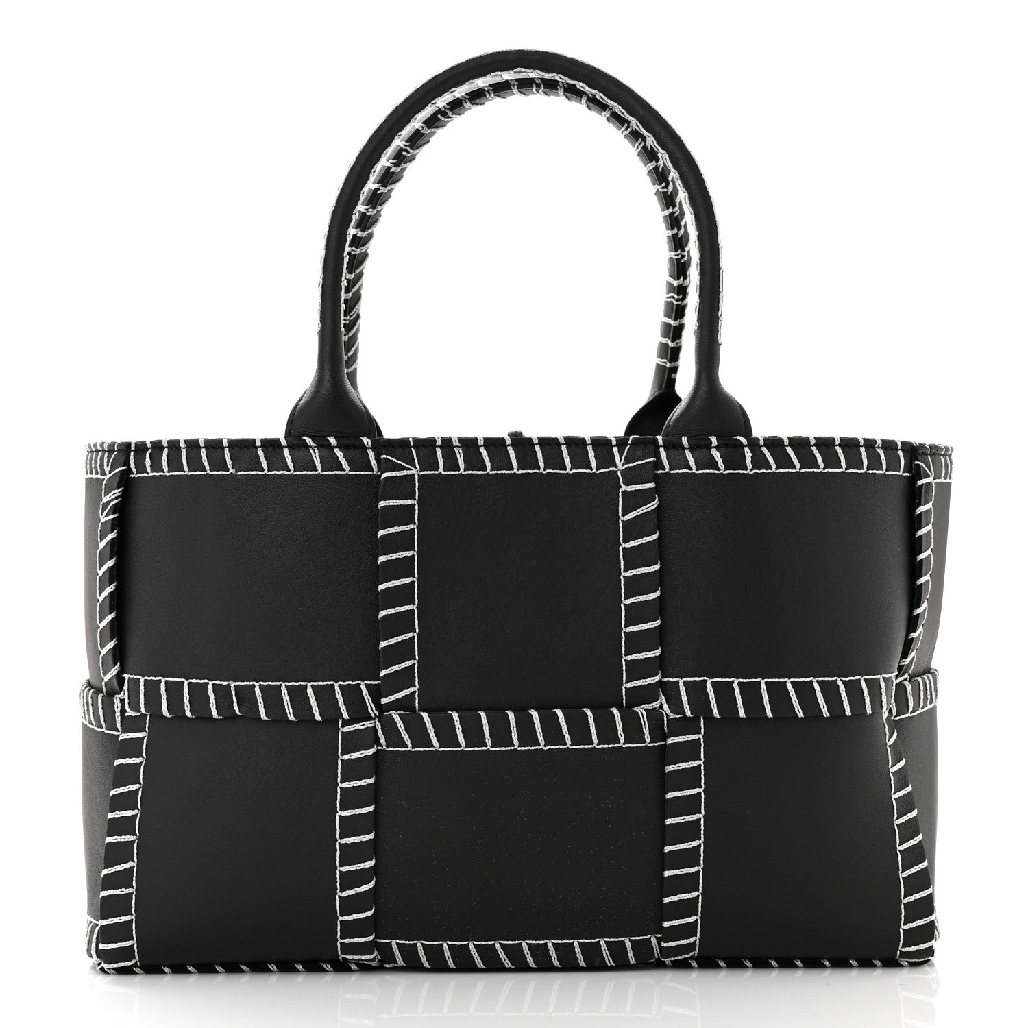 Bottega Veneta Nappa Maxi Intrecciato Overlock Stitched Small Arco Tote Black Silver 3 of 10