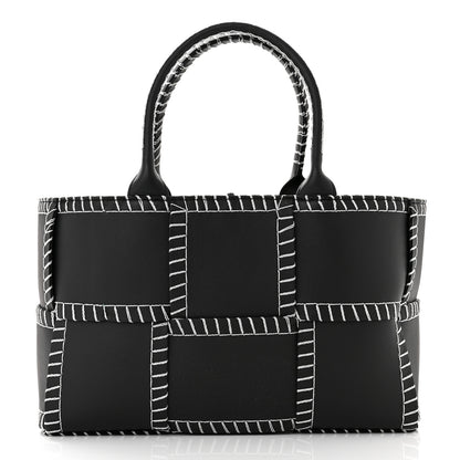 Bottega Veneta Nappa Maxi Intrecciato Overlock Stitched Small Arco Tote Black Silver 3 of 10