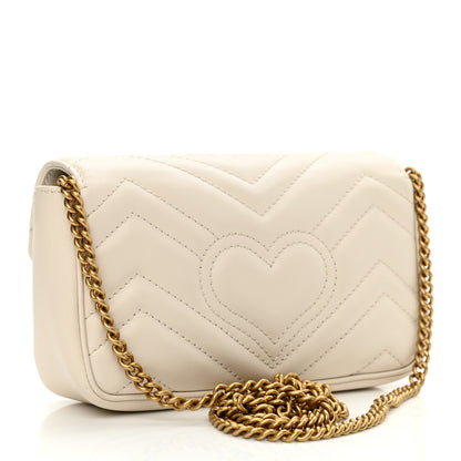 Gucci Calfskin Matelasse Super Mini GG Marmont Shoulder Bag White 3 of 11