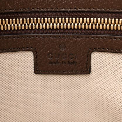Gucci Monogram Jumbo GG Textured Dollar Calfskin Web Wristlet Messenger Bag Camel Ebony New Acero 6 of 14